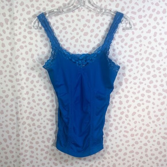 VTG lace trim Babydoll Tank top Y2K fitted Cami Blue Fairy core 90's grunge - Picture 1 of 7